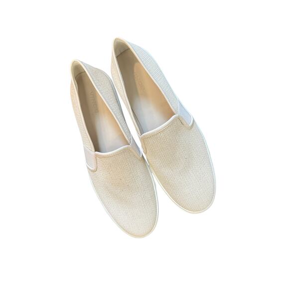 VINCE Slip On Sneakers Off-White Linen Fabric Weave Classic Size US 10 / EU 40 - Picture 5 of 7